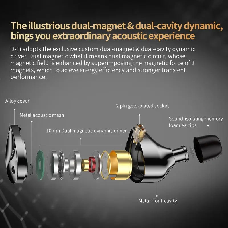 KZ D-Fi HiFi Earphones - additional angle